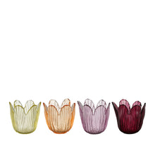 Theelicht houder bloem groen oranje lila rood assorti - h7,5xd8cm