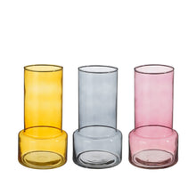 Dela vaas glas grijs oranje rood 3 assorti - h20,5xd10,5cm