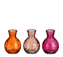 Vaas glas oranje l.roze roze 3 assorti - h10xd7cm