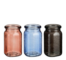 Sally vaas glas l.roze blauw zwart 3 assorti - h16,5xd9,5cm