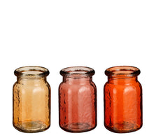 Sally vaas glas l.bruin l. roze orange 3 assorti - h14xd8cm