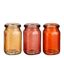 Sally vaas glas l.bruin l. roze orange 3 assorti - h16,5xd9,5cm