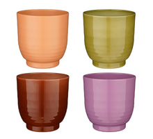 Lisa pot rond groen lila bruin zalm 4 assorti - h13,5xd13,5cm