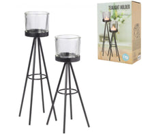 SET VAN 2 THEELICHTHOUDER METAAL D8 H24/28CM
