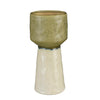 Vaas aardewerk ecru groen - h24,5xd11,5cm