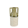 Vaas aardewerk ecru groen - l9,5xb9xh20cm