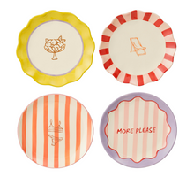 Mag ontbijtbord geel oranje paars rood 4 assorti - h2xd20cm