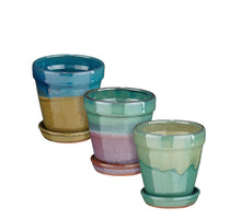Madrid pot round purple petrol blue 3 assorti - h11,5xd11,5cm
