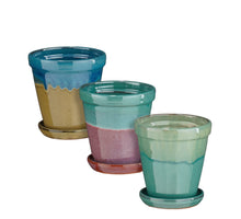 Madrid pot round purple petrol blue 3 assorti - h17xd16cm