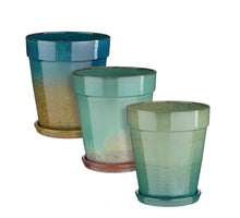 Madrid pot round purple petrol blue 3 assorti - h44xd38cm