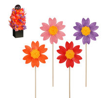 Decoratie windmolen rood blauw oranje roze 4 assorti display FSC Mix - h61xd22cm