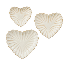 Decoratie bord hart creme set van 3 - l19xb17,5xh3cm
