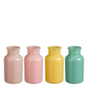 Vaas glas geel groen perzik roze 4 assorti - h12,5xd7cm
