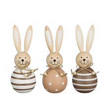 Decoratie konijn bruin 3 assorti - h17xd6cm