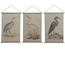 Wall deco fabric antique birds 3 assorted 2,5x64x95cm