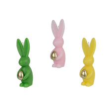 Kaars konijn paraffine 3col ass D4,4 H13cm groen/roze/geel