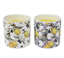 Citronella kaars in pot citroenen 2 assorti blauw/geel H7 D7