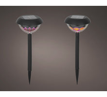 Solar stake light plastic steady zwart/warm wit 11cm x 21.5cm 2 assortie