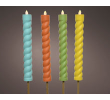 Solar fakkel kunststof ''SWIRL'' zomers 4 assortie D4H90cm 1led