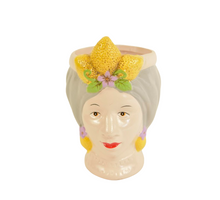 WOMAN HEAD POT CERAMIC D8X12H GRAY
