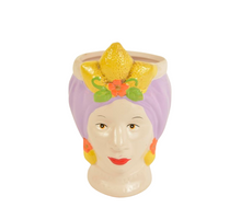 WOMAN HEAD POT CERAMIC D8X12H PURPLE