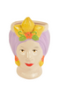 WOMAN HEAD POT CERAMIC D8X12H PURPLE