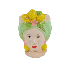 WOMAN HEAD POT CERAMIC D14X18H GREEN