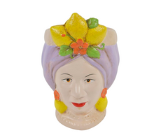 WOMAN HEAD POT CERAMIC D14X18H PURPLE
