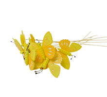 Pak á 10 Vlinder geel hout op 50cm stok