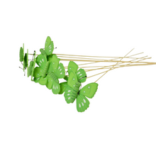 Pak á 10 Vlinder groen hout op 50cm stok