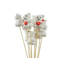 Pak á 10 Flock beer foam wit met hart rood op 50cm stok