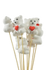 Pack of 10 Flock beer foam white with red heart on a 50cm stick