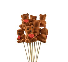 Pak á 10 Flock beer foam bruin met hart rood op 50cm stok