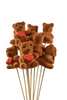 Pak á 10 Flock beer foam bruin met hart rood op 50cm stok