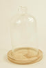 BELL GLASS HEART D13X19H ON WOODEN BASE NATURAL