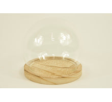 BELL GLASS BALL D10X9H ON WOODEN BASE NATURAL