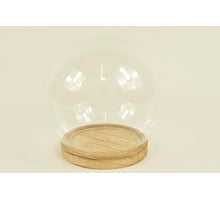 BELL GLASS BALL D13X14H ON WOODEN BASE NATURAL