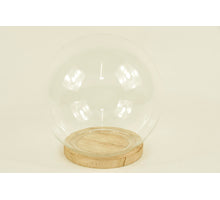 BELL GLASS BALL D15X15H ON WOODEN BASE NATURAL