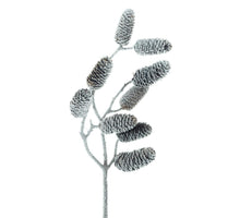 Pine cone spray Hildur snow brown 42cm