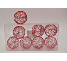 Metal wire ball 7,5cm 8pc. red