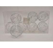 Metal wire ball 7,5cm 8pc. silver