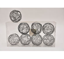 Metal wire ball 7,5cm 8pc. black
