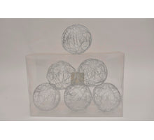 Metal wire ball 10cm 6pc. silver