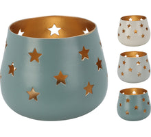 METAL TEA LIGHT HOLDER STARS D8 H6CM 3 ASSORTED