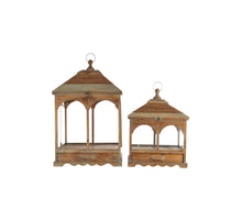 SET OF 2 WOODEN LANTERNS 61X46X93CM
