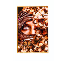 BEDRUCKTE DAME MIT SCHMETTERLING AUF GLAS 80X120X3,5