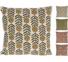 KUSSEN 45X45CM KATOEN LEAF 4 KLEUREN ASSORTIE