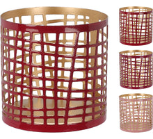 Tealight holder 6x6cm metal, 3 assorted 