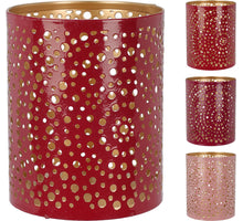 Tealight holder 8x10cm metal, 3 assorted 