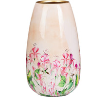 VAAS METAAL D18 H30CM ROZE BLOEMEN